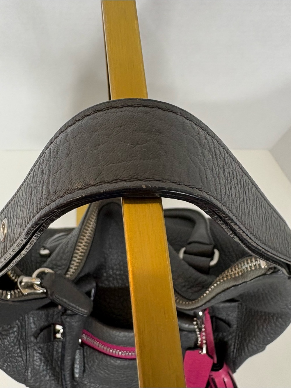 Coach Legacy Rory Textured Pebbled Leather Bobo in the Graphite/Berry colorway - Picture 7 of 17